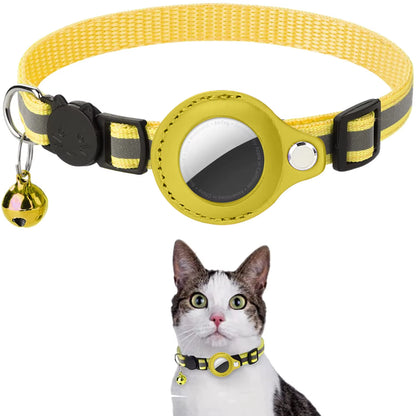 Adjustable Waterproof Cat Collar with Breakaway Safety, Reflective Strips, Bell, and Airtag Holder