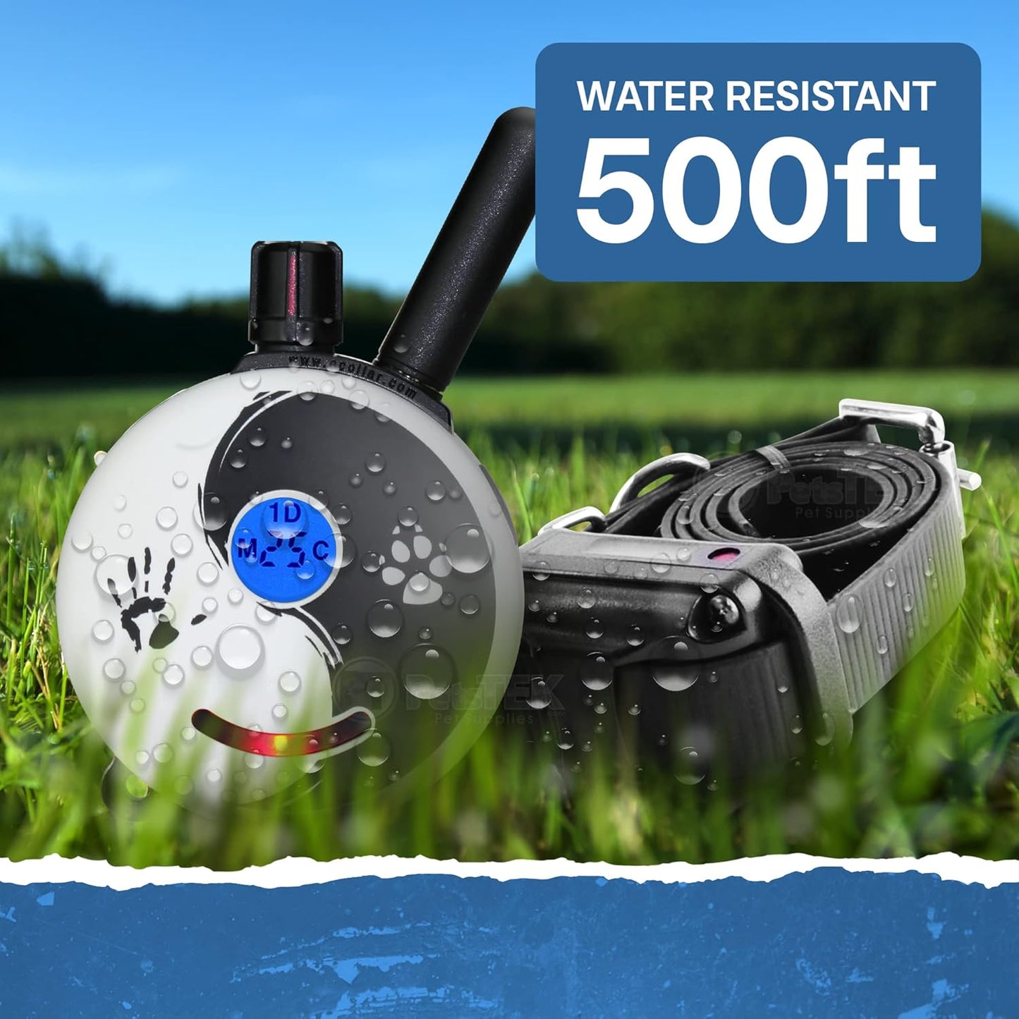 ET-300ZEN Waterproof Remote Dog Trainer - 1/2 Mile Range with Static, Vibration & Sound Stimulation + Petstek Clicker