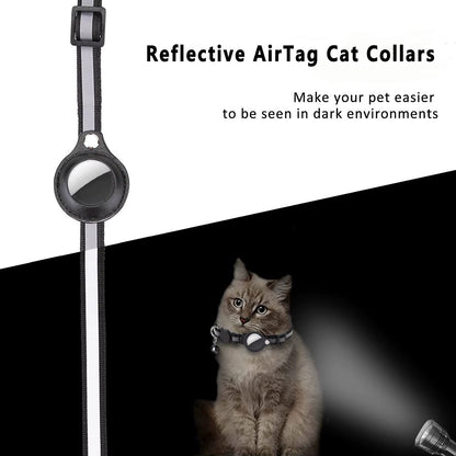 Adjustable Waterproof Cat Collar with Breakaway Safety, Reflective Strips, Bell, and Airtag Holder
