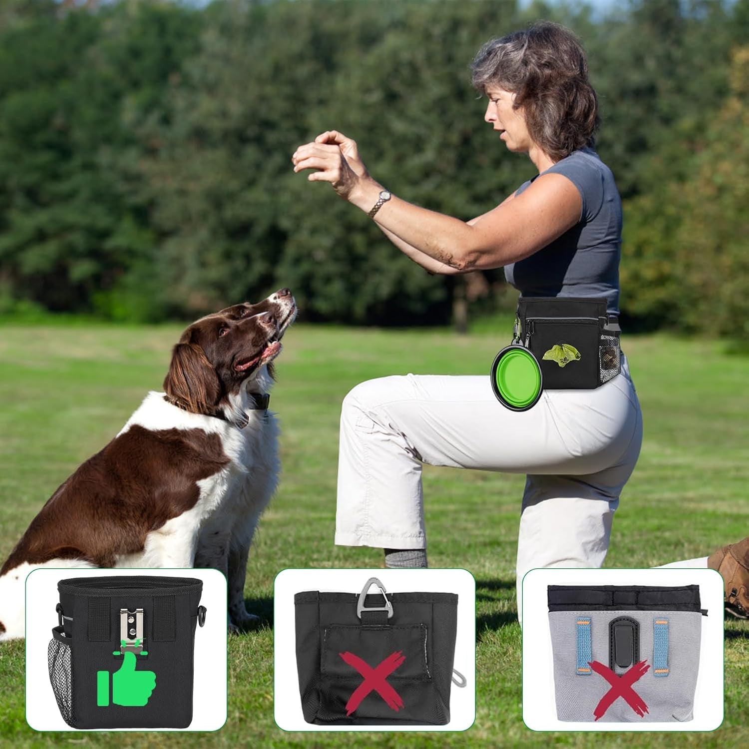 Premium Dog Training Treat Pouch & Poop Bag Dispenser - 6.5 Cups Capacity with Clicker and Bowl for Convenient Walks