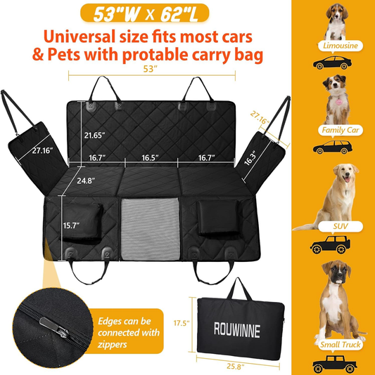 Ultimate Back Seat Extender for Dogs - Spacious & Sturdy Dog Car Seat Cover, Waterproof Hammock Design, Supports 400lbs - Perfect for Cars, SUVs & Trucks - Black