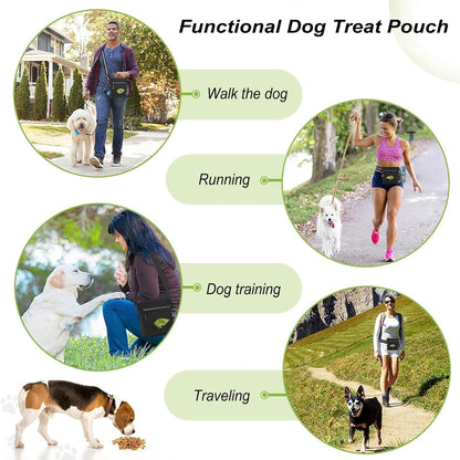 Premium Dog Training Treat Pouch & Poop Bag Dispenser - 6.5 Cups Capacity with Clicker and Bowl for Convenient Walks