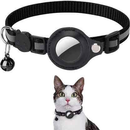 Adjustable Waterproof Cat Collar with Breakaway Safety, Reflective Strips, Bell, and Airtag Holder