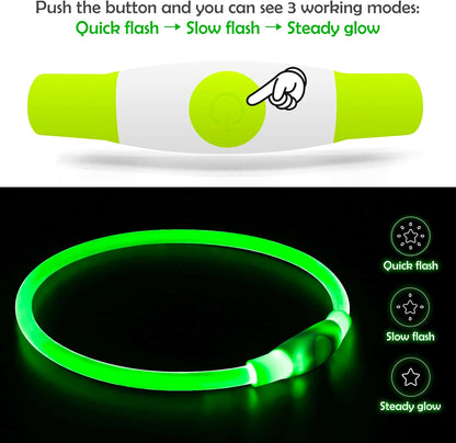 Illuminate Your Dog's Safety: USB Rechargeable LED Collar for All Sizes - Be Seen at Night!