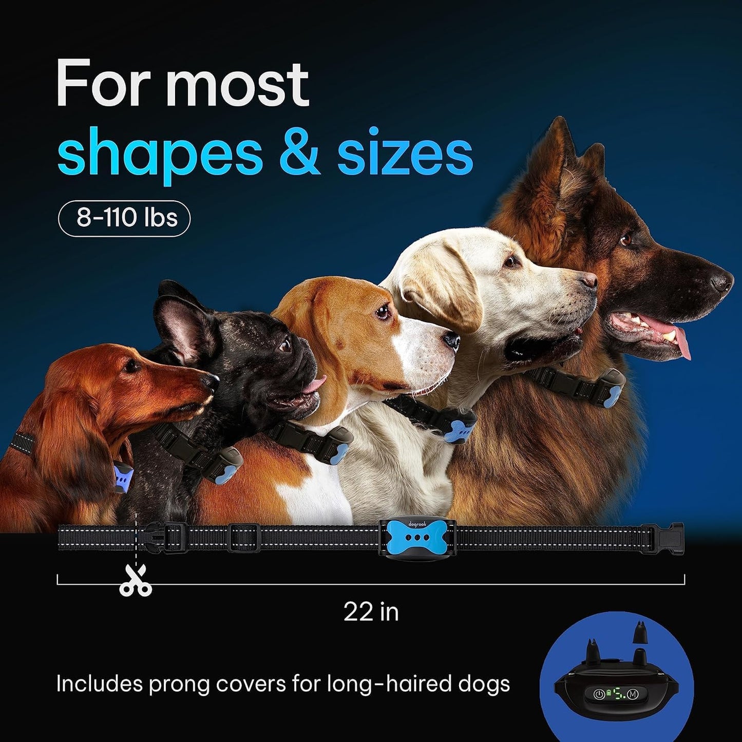 Effective Dog Bark Collar | Smart Training Device with Beep & Vibration | Rechargeable, Waterproof & No Shock | Suitable for All Sizes (12-110 Lbs)