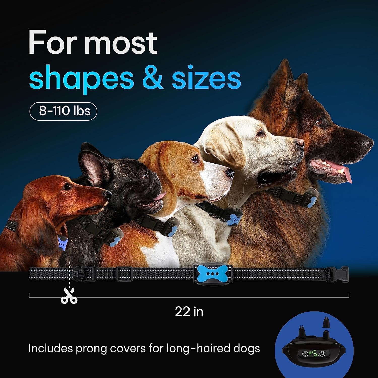 Effective Dog Bark Collar | Smart Training Device with Beep & Vibration | Rechargeable, Waterproof & No Shock | Suitable for All Sizes (12-110 Lbs)